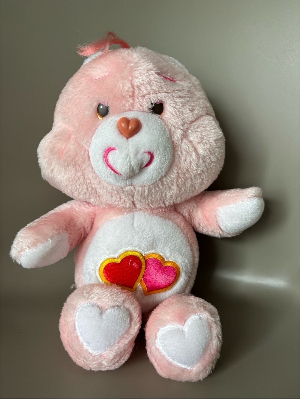 Vintage Care Bears Love-A-Lot Bear Plush 2002 Pink Hearts Stuffed Animal Collect